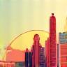 An abstract representation of Mumbai's skyline or iconic landmarks